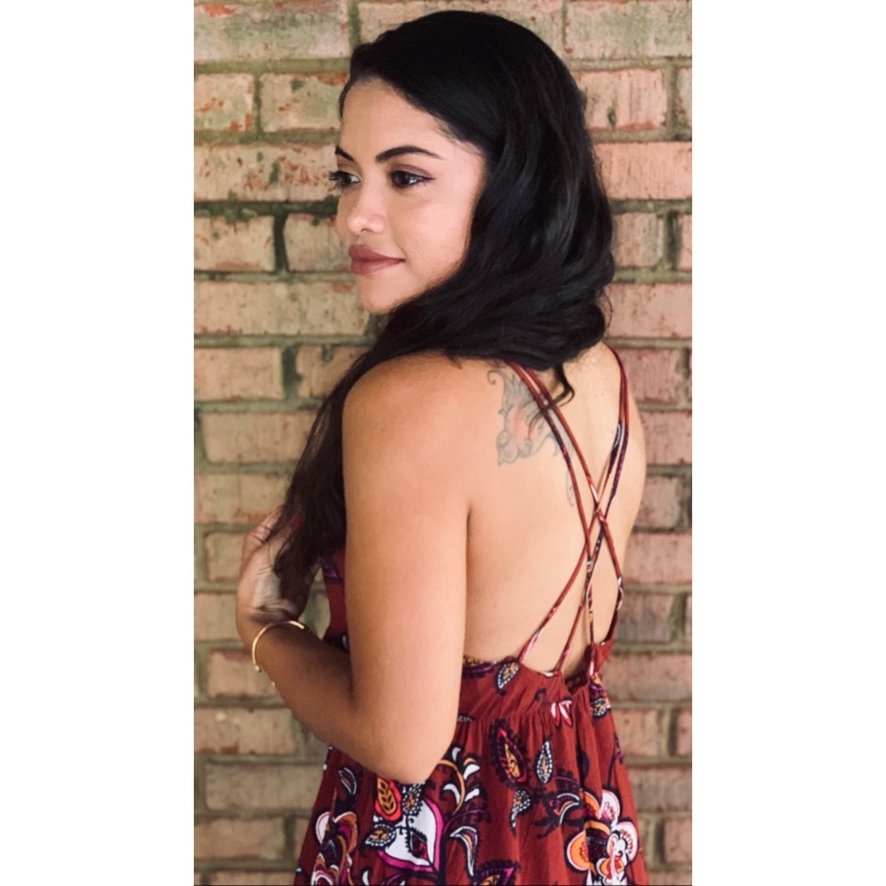 Paisley and flower printed dress.